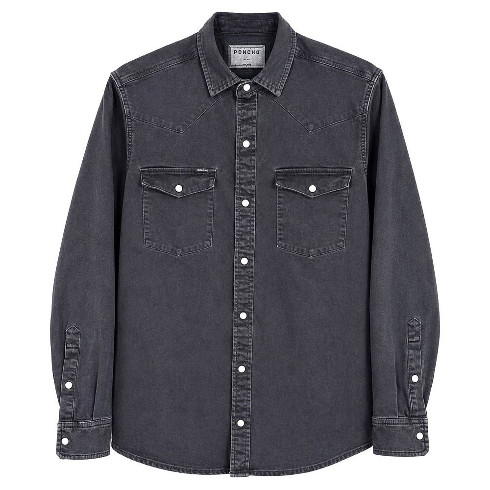 Poncho Denim The Matamoros Pearl Snap Shirt S Western Slim Fit Fishing